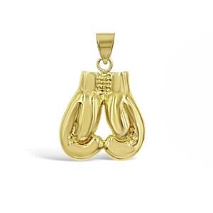 14K Yellow Gold Boxing Gloves Pendant Charm Sports Jewelry 0.9 inch